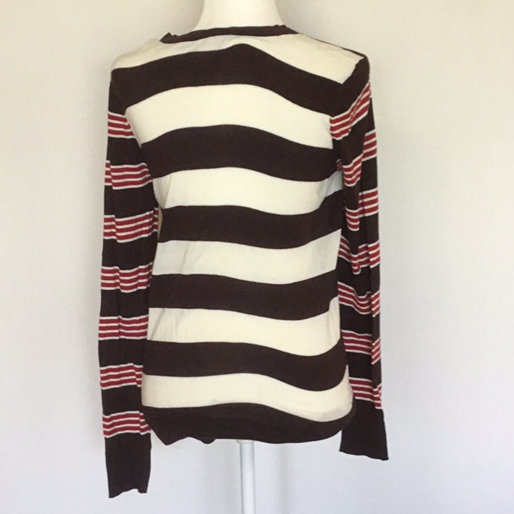 Ann Taylor LOFT striped V-neck sweater size small - Picture 2 of 4